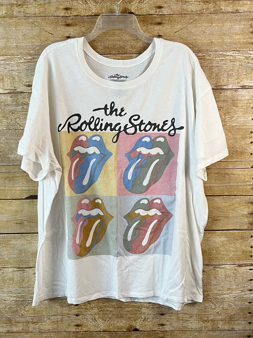 The Rolling Stones White Graphic Tee with Multicolor Tongues Size XXXL (22) EUC